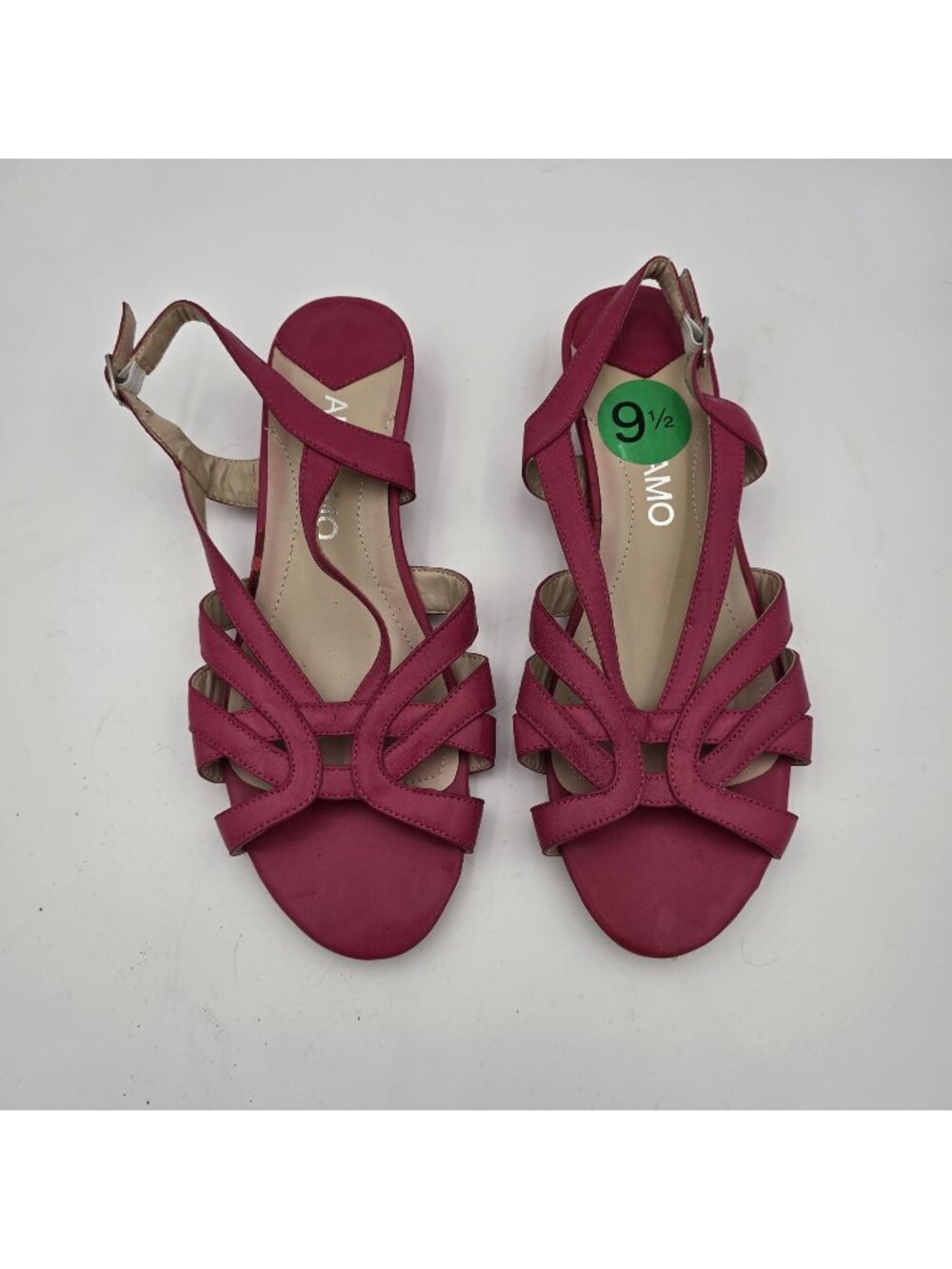 Andiamo Womens Strappy Wedge Sandals Size 9.5W Red All Man-Made Materials